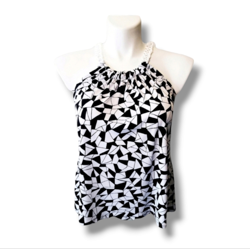 Nine West High Neck Tank Top W/ Chain Accent | Women's M